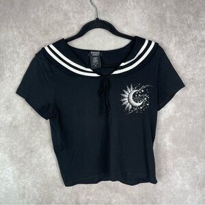 Hot Topic Cosmic Aura Crescent Moon Sailor Back Flap Tee In Black Size XL